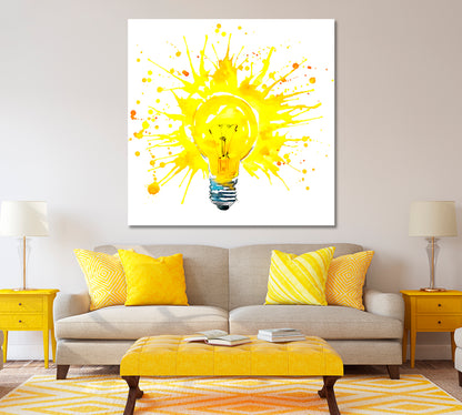 Light Bulb Splash Canvas Print ArtLexy 1 Panel 12"x12" inches 