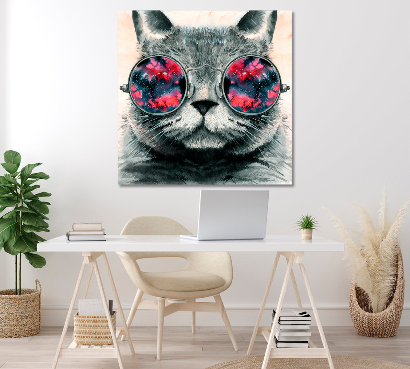 Fluffy Cat in Sunglasses Canvas Print ArtLexy   