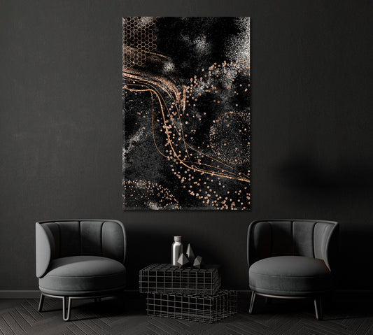 Abstract Luxury Black & Gold Splash Canvas Print ArtLexy 1 Panel 16"x24" inches 