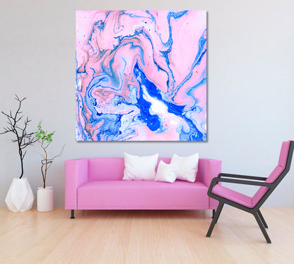 Abstract Blue and Pink Acrylic Marble Canvas Print ArtLexy   
