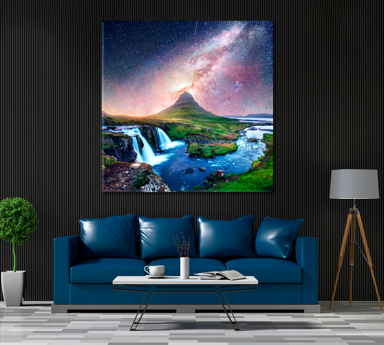Starry Sky over Kirkjufell Mountain Iceland Canvas Print ArtLexy 1 Panel 12"x12" inches 