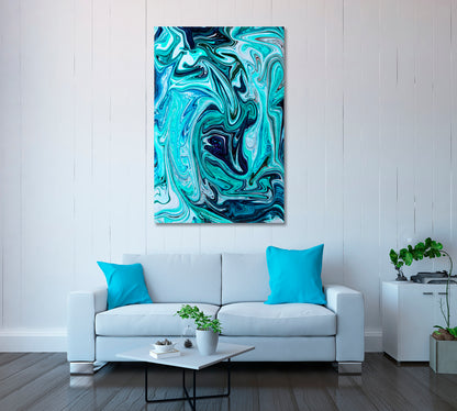 Blue Wavy Abstraction Canvas Print ArtLexy   