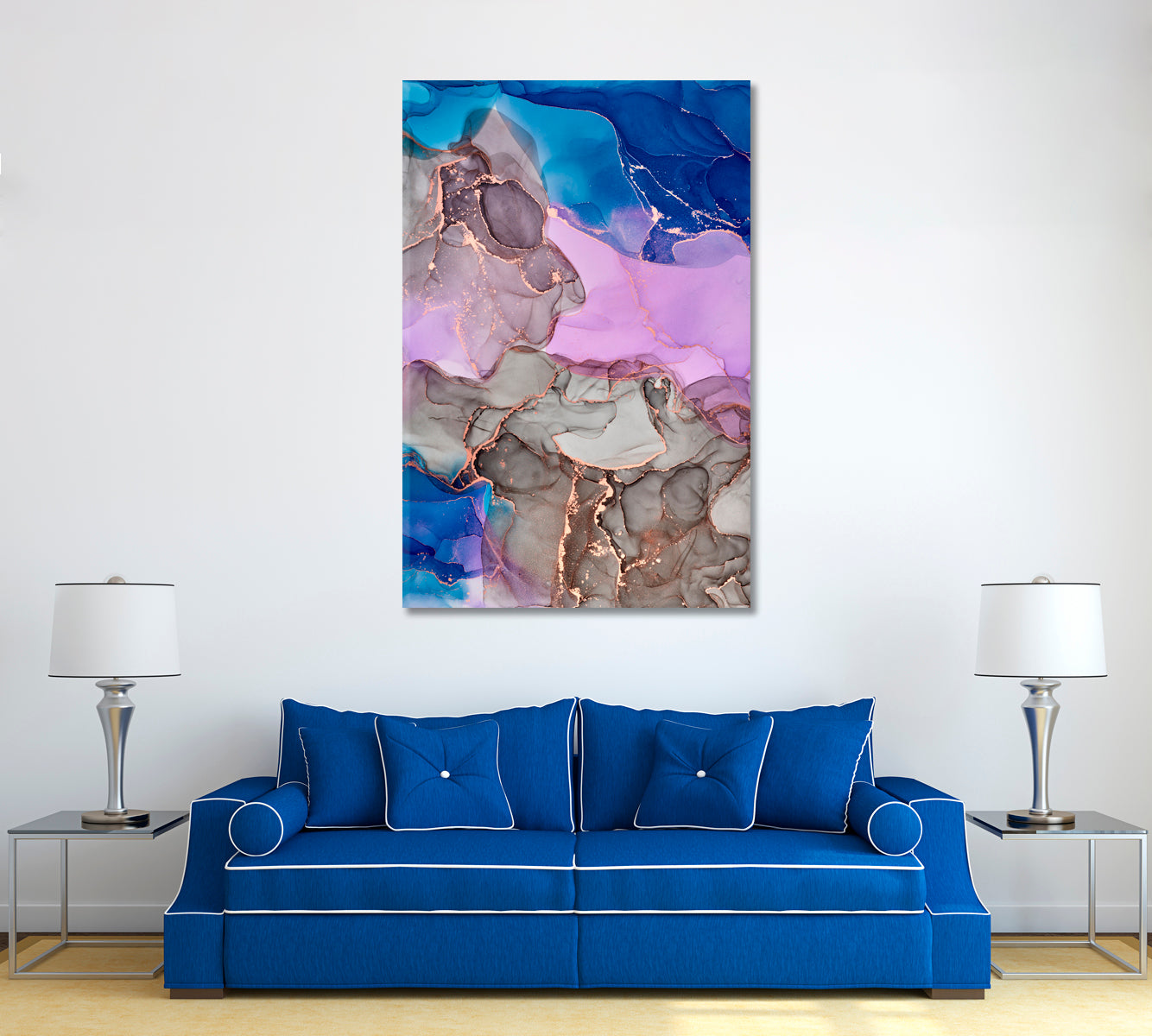 Luxury Colorful Waves in Ink Technique Canvas Print ArtLexy   