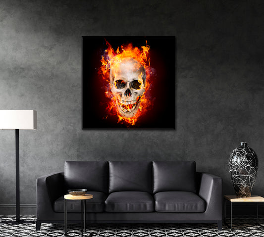Flaming Skull Canvas Print ArtLexy 1 Panel 12"x12" inches 
