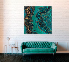 Abstract Green Wavy Marble with Gold Veins Canvas Print ArtLexy   