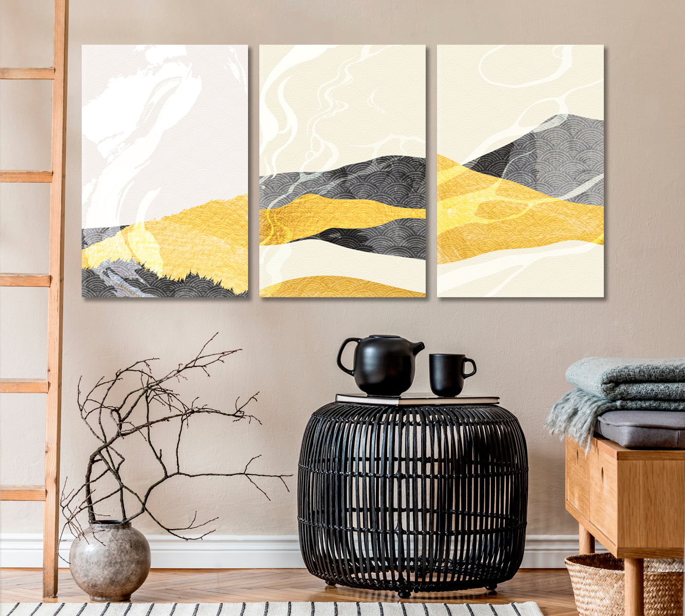 Set of 3 Abstract Mountain Landscape Canvas Print ArtLexy   