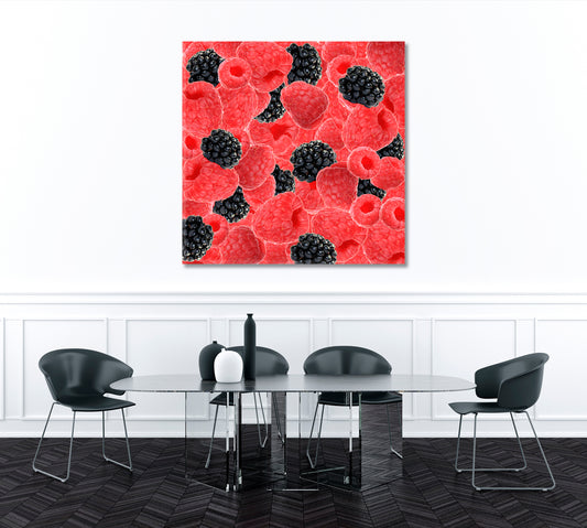 Raspberries and Blackberry Canvas Print ArtLexy 1 Panel 12"x12" inches 