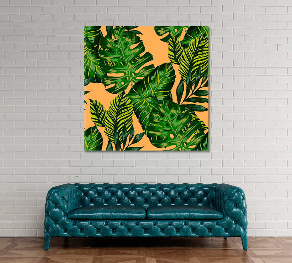 Vector Tropical Palms Leaves Canvas Print ArtLexy   
