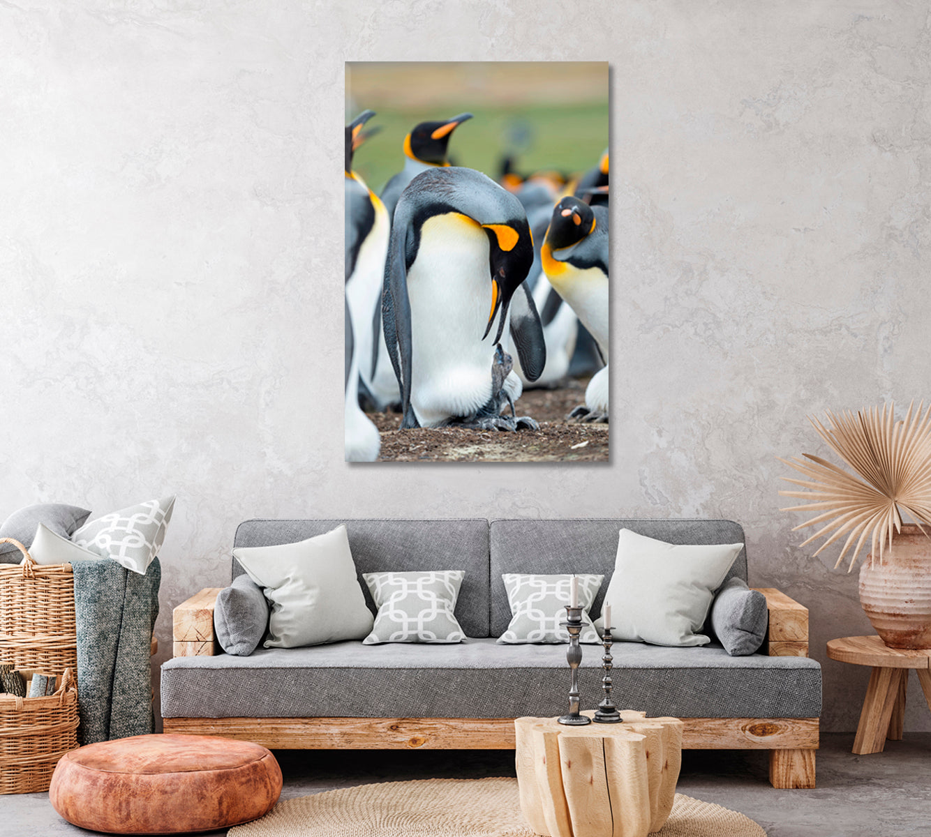 King Penguin Family Canvas Print ArtLexy   