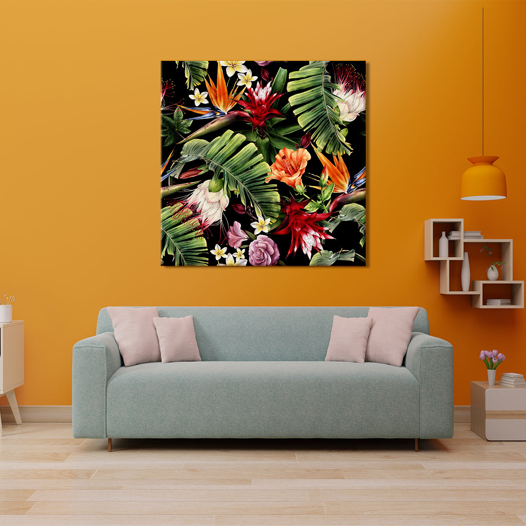 Blooming Tropical Flowers Canvas Print ArtLexy   