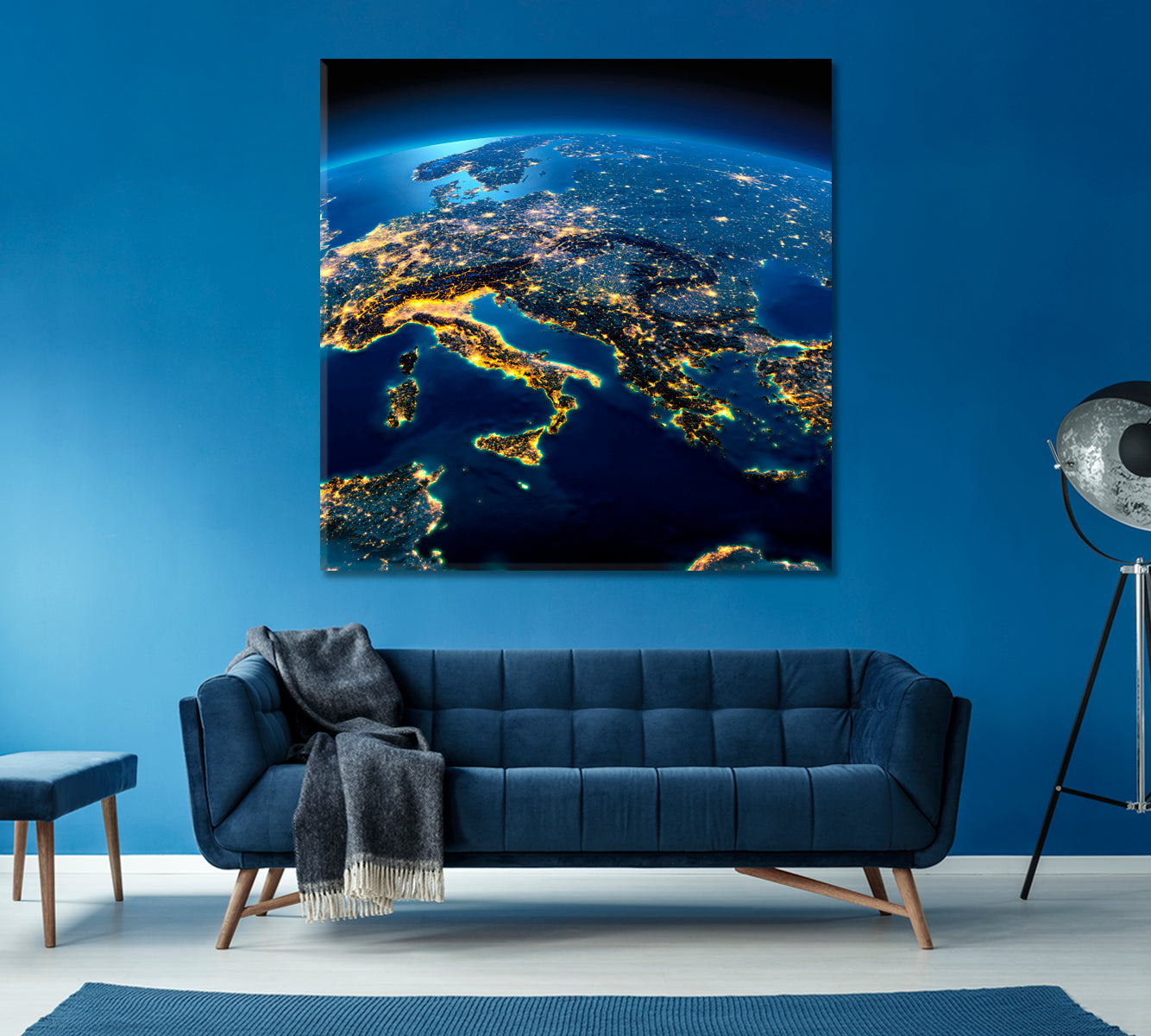 Night Planet Earth with City Lights Canvas Print ArtLexy   