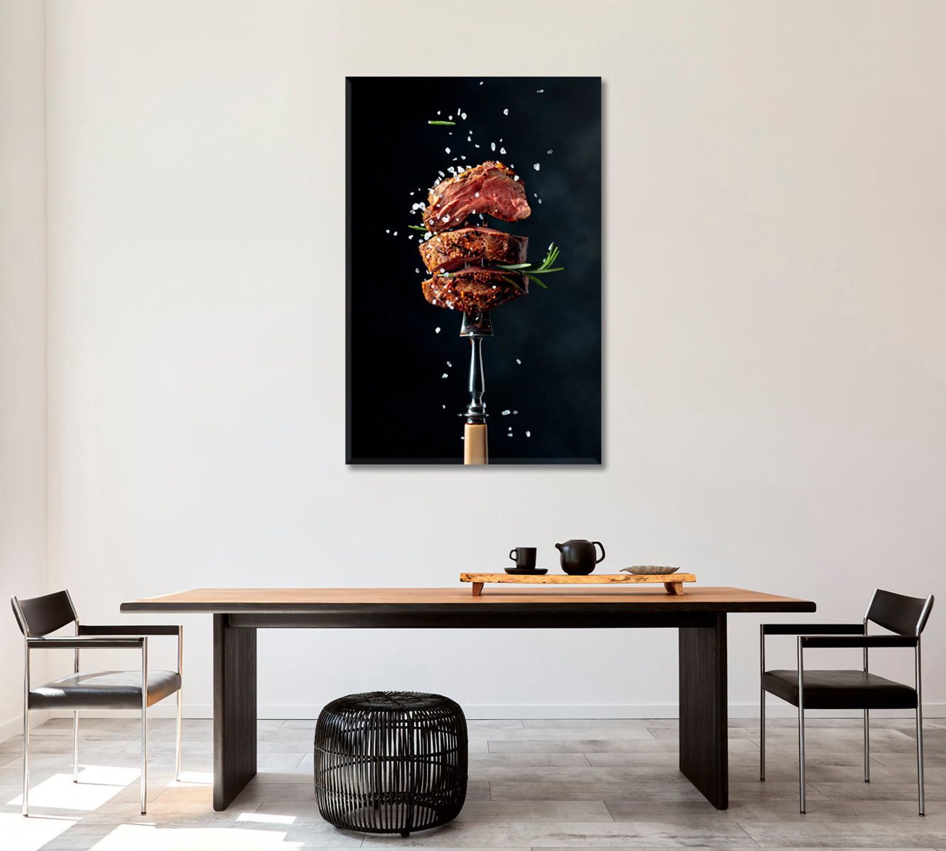Beef Steak on Fork Canvas Print ArtLexy   