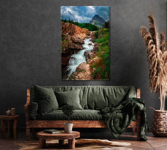 Swiftcurrent Falls Glacier National Park Montana Canvas Print ArtLexy 1 Panel 16"x24" inches 