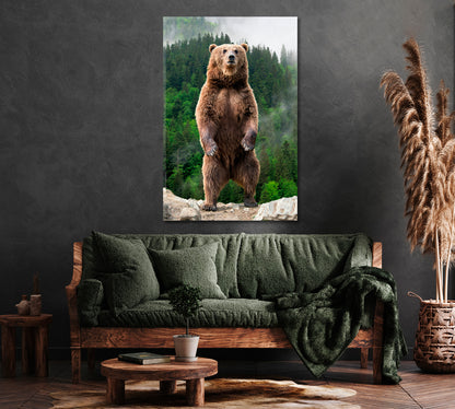 Brown Bear in Forest Canvas Print ArtLexy   