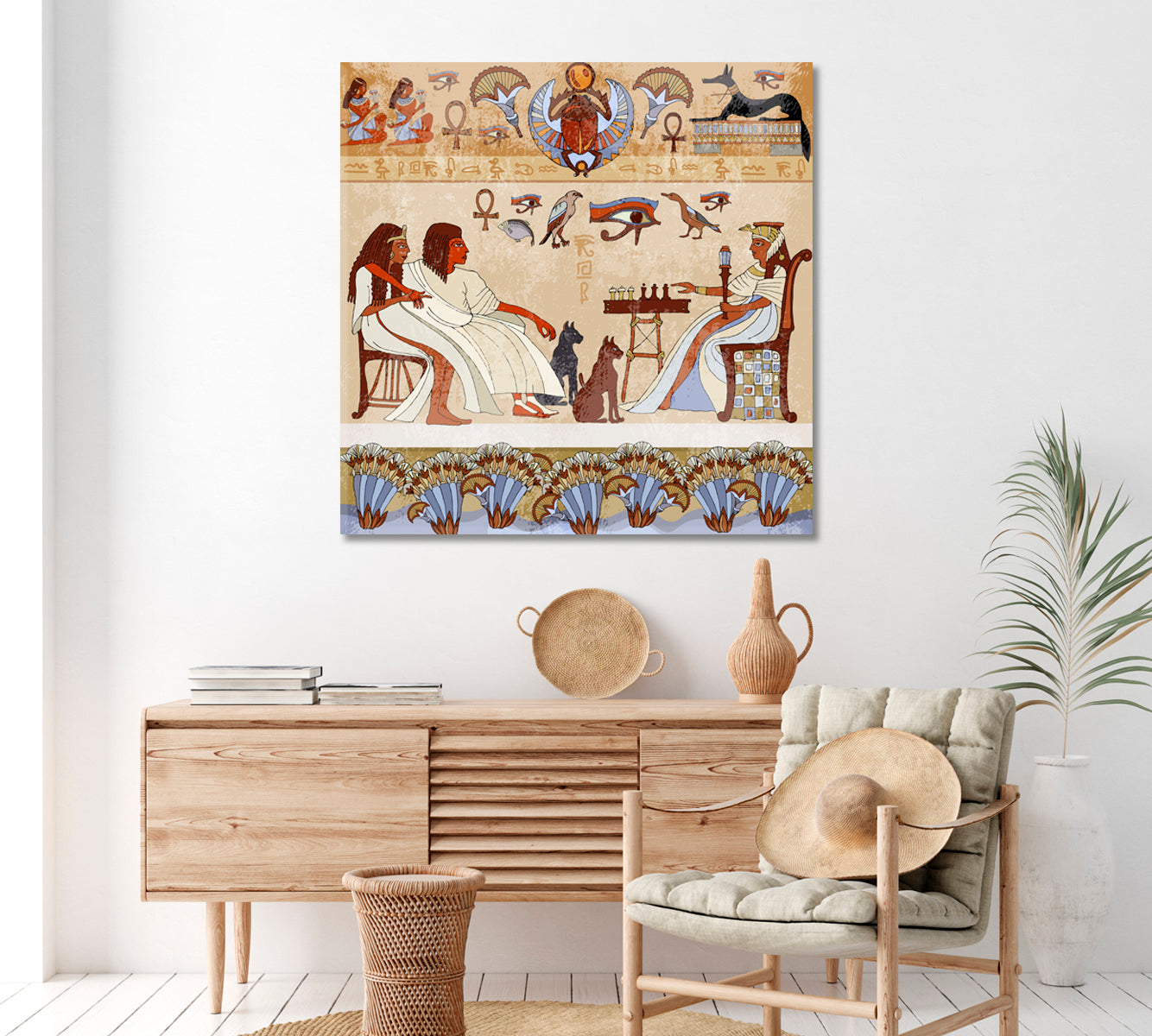 Ancient Egypt Murals Canvas Print ArtLexy 1 Panel 12"x12" inches 