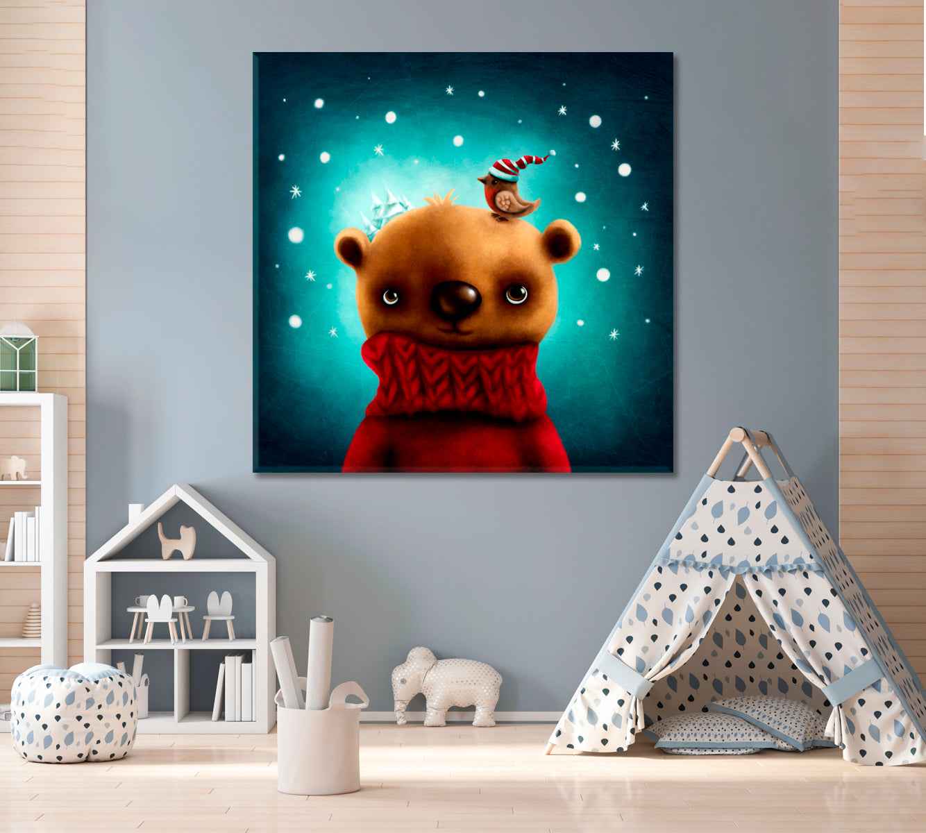 Little Bear in Sweater Canvas Print ArtLexy   
