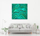 Abstract Green Marble Agate with Gold Veins Canvas Print ArtLexy 1 Panel 12"x12" inches 