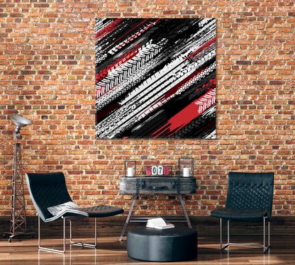 Abstract Motorcycle Tire Tracks Canvas Print ArtLexy 1 Panel 12"x12" inches 
