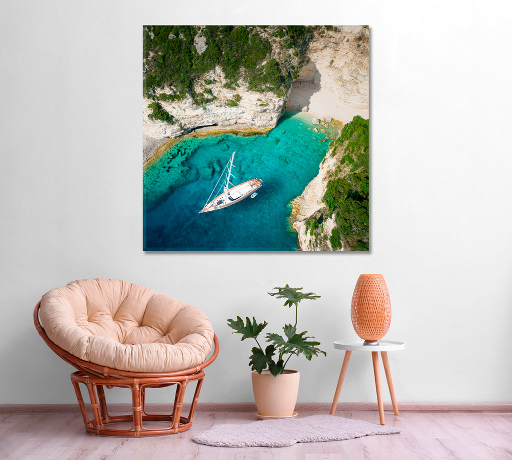 Luxury Yacht in Bay Canvas Print ArtLexy   