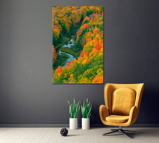 Lake of the Clouds and Porcupine Mountains in Autumn Michigan Canvas Print ArtLexy 1 Panel 16"x24" inches 
