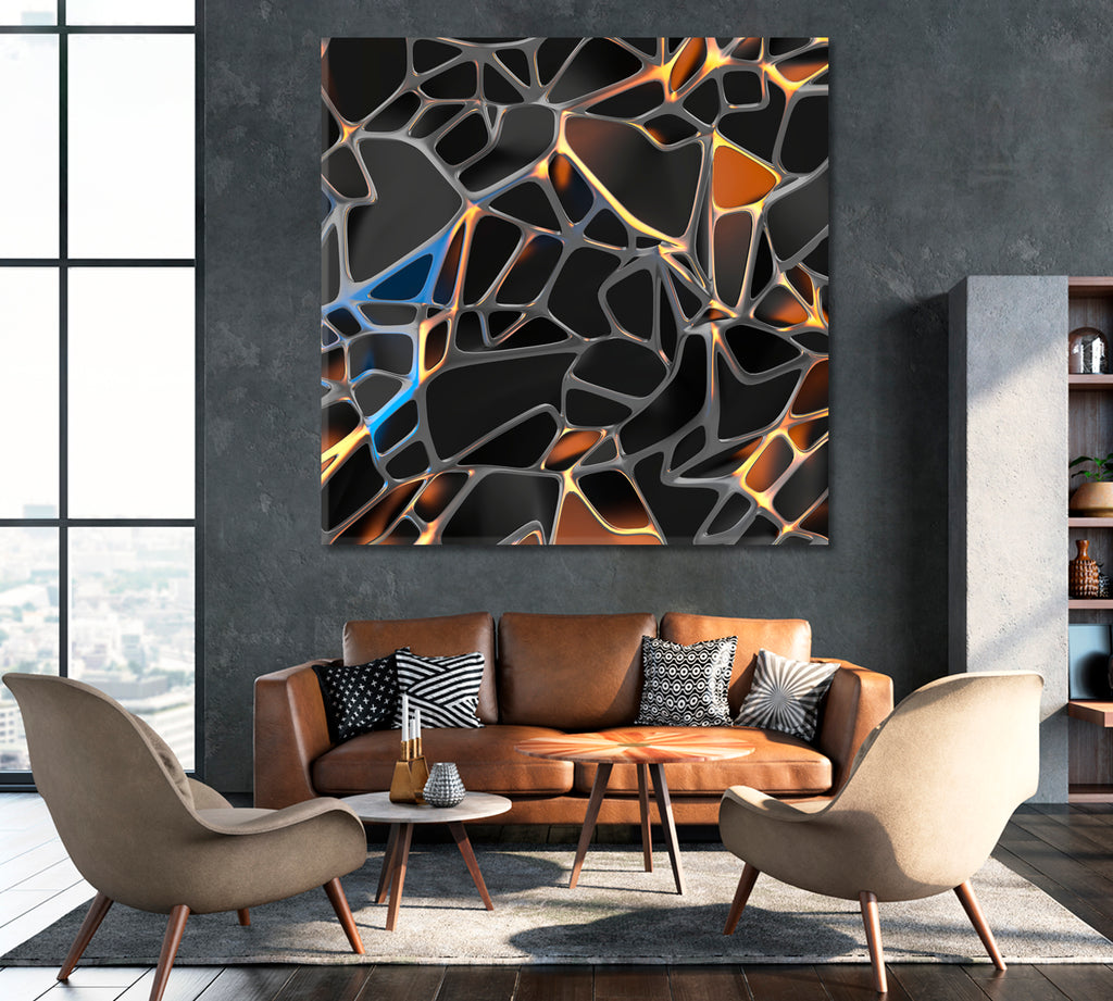 Abstract Futuristic Geometric Pattern Canvas Print ArtLexy 1 Panel 12"x12" inches 