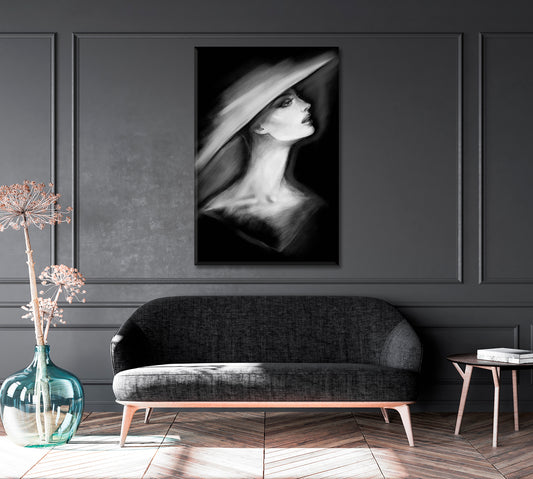 Woman in Hat Canvas Print ArtLexy 1 Panel 16"x24" inches 