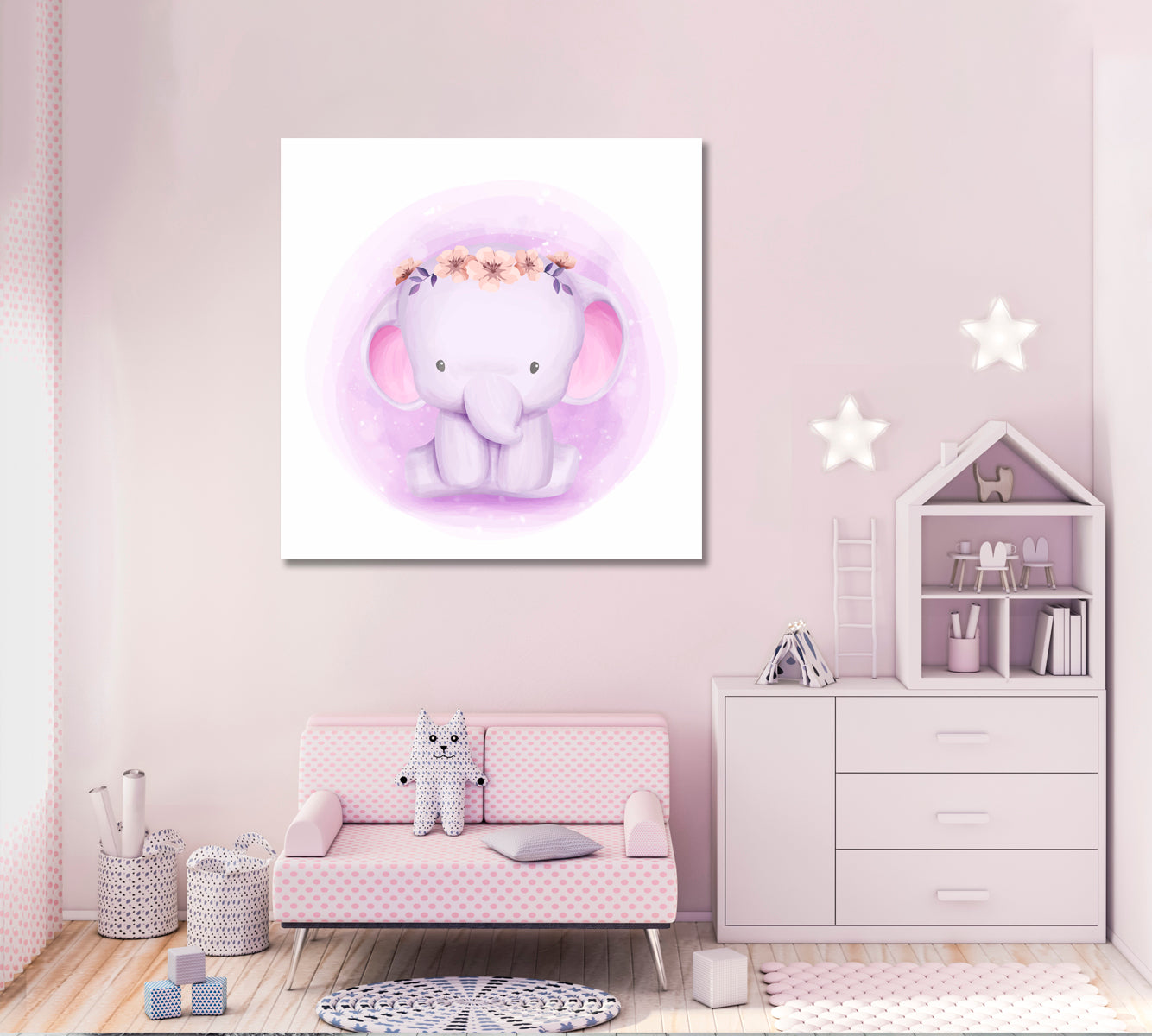 Baby Elephant Girl Canvas Print ArtLexy   