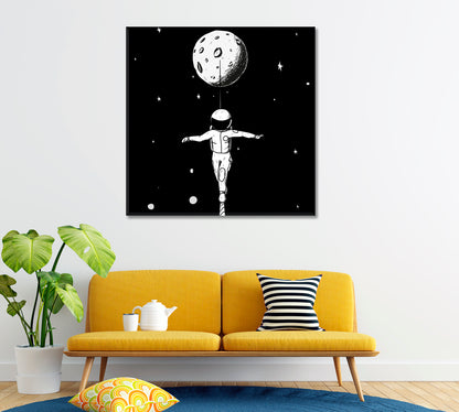 Astronaut Walking a Tightrope in Space Canvas Print ArtLexy 1 Panel 12"x12" inches 