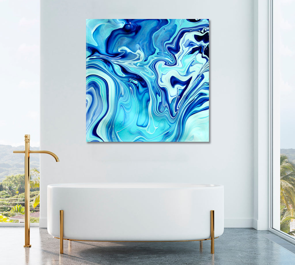 Blue Liquid Marble Canvas Print ArtLexy   