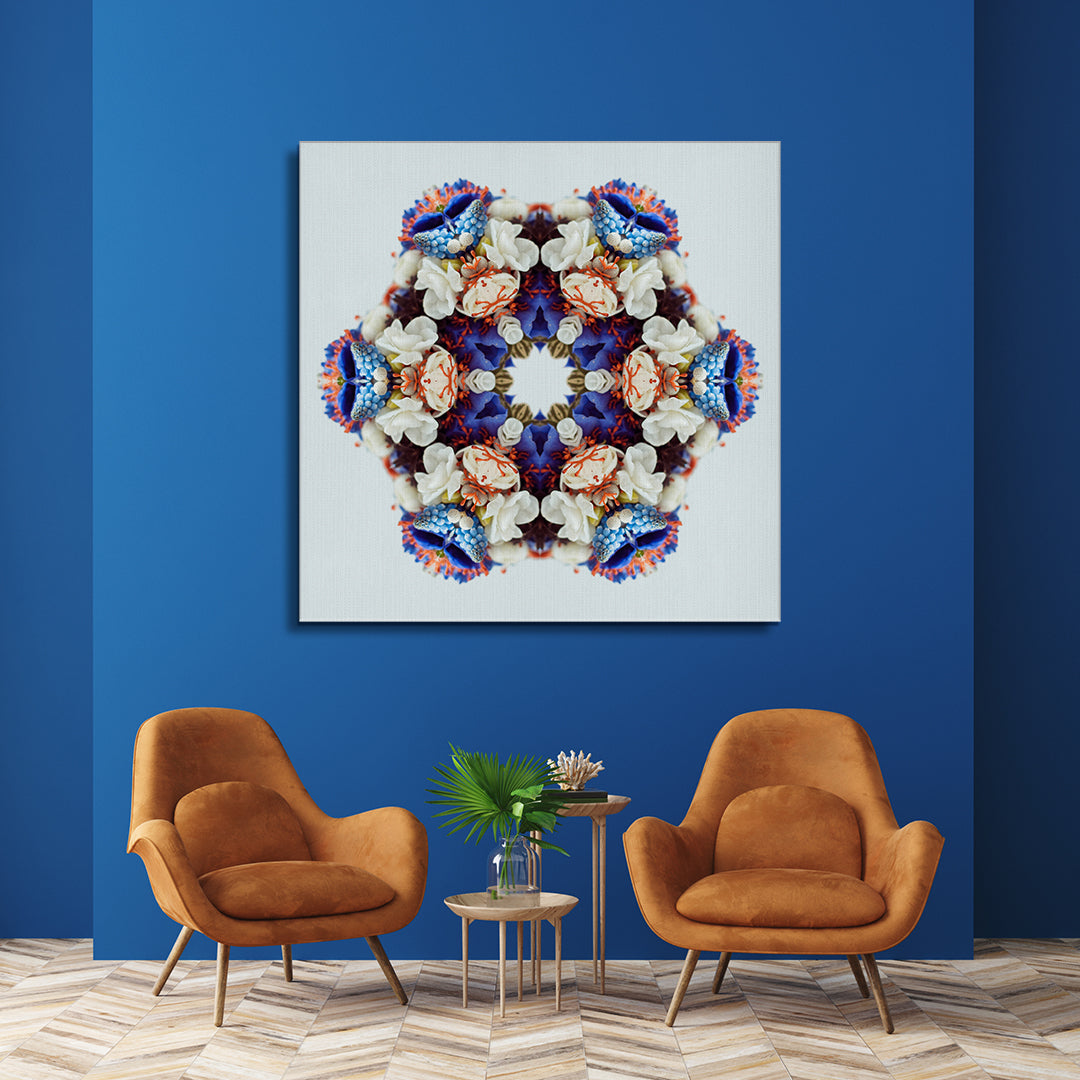 Abstract Flower Kaleidoscope Canvas Print ArtLexy 1 Panel 12"x12" inches 
