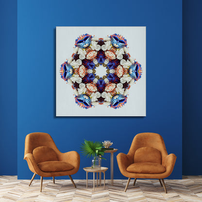 Abstract Flower Kaleidoscope Canvas Print ArtLexy 1 Panel 12"x12" inches 