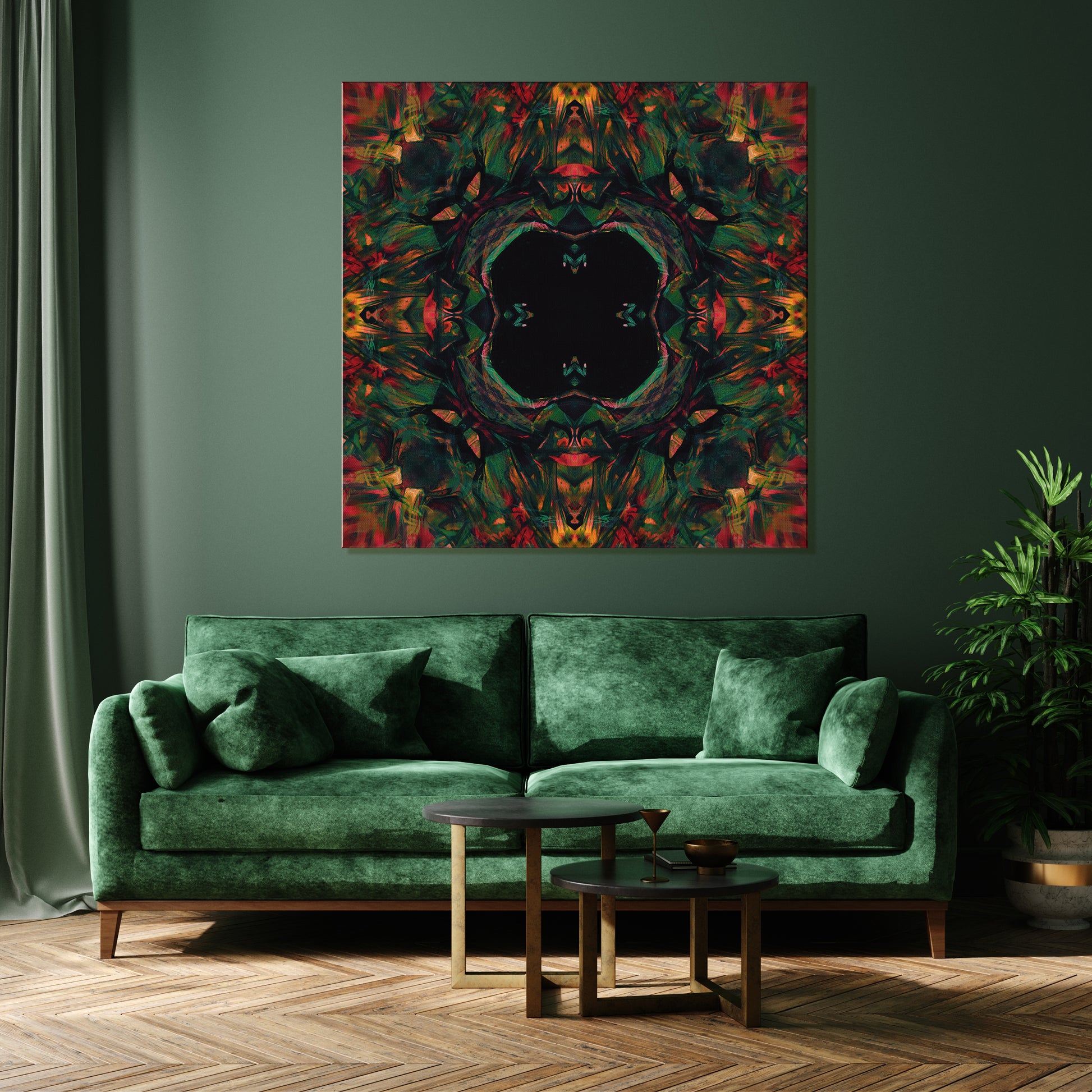 Green Kaleidoscope Pattern Canvas Print ArtLexy   