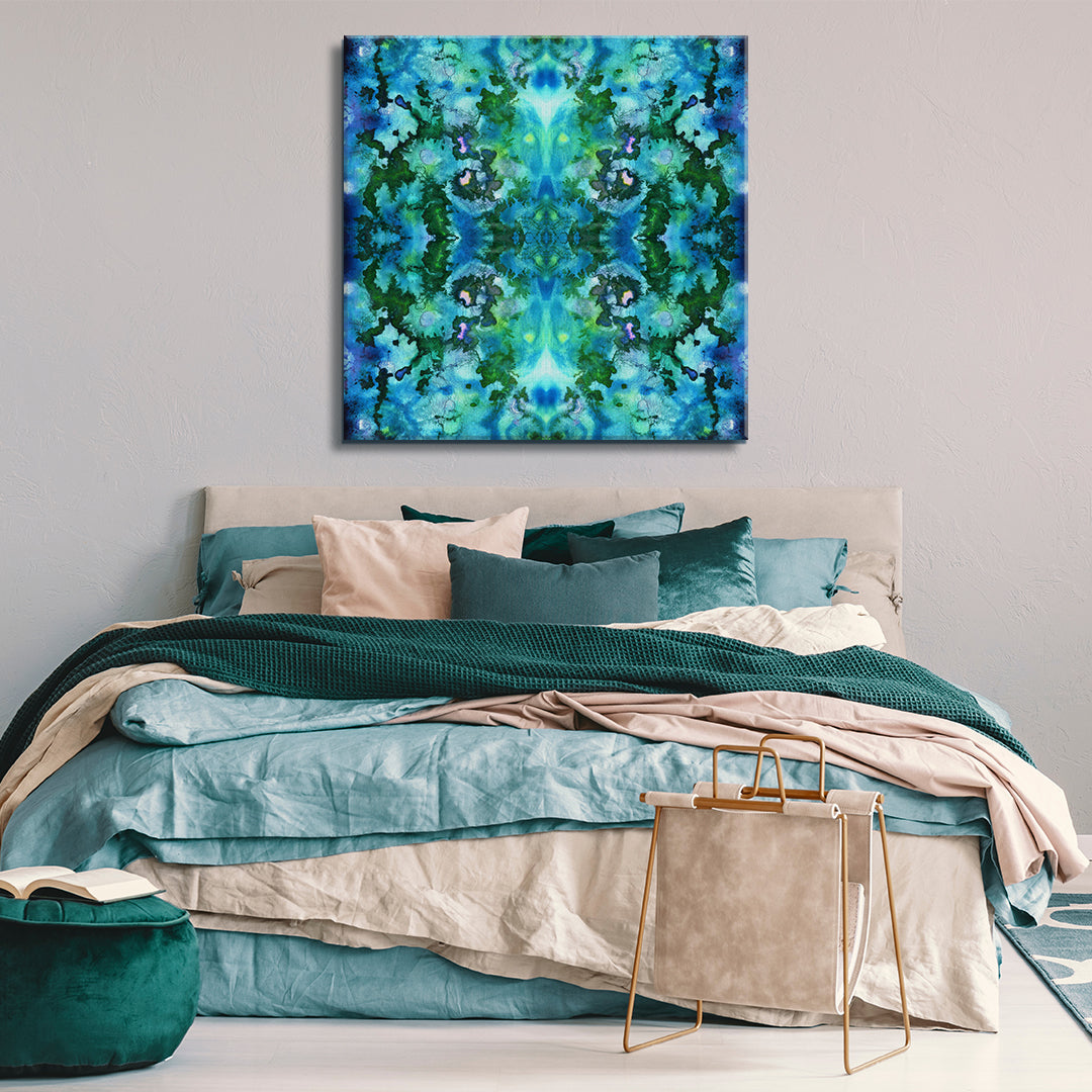 Green Watercolor Kaleidoscope Canvas Print ArtLexy   