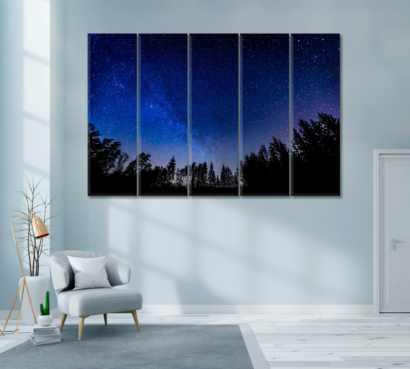 Beautiful Night Starry Sky Canvas Print ArtLexy 5 Panels 36"x24" inches 