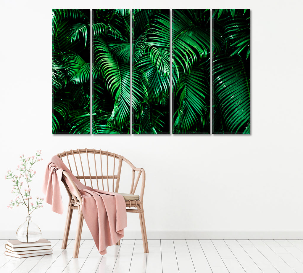 Tropical Palm Leaves Canvas Print ArtLexy 5 Panels 36"x24" inches 
