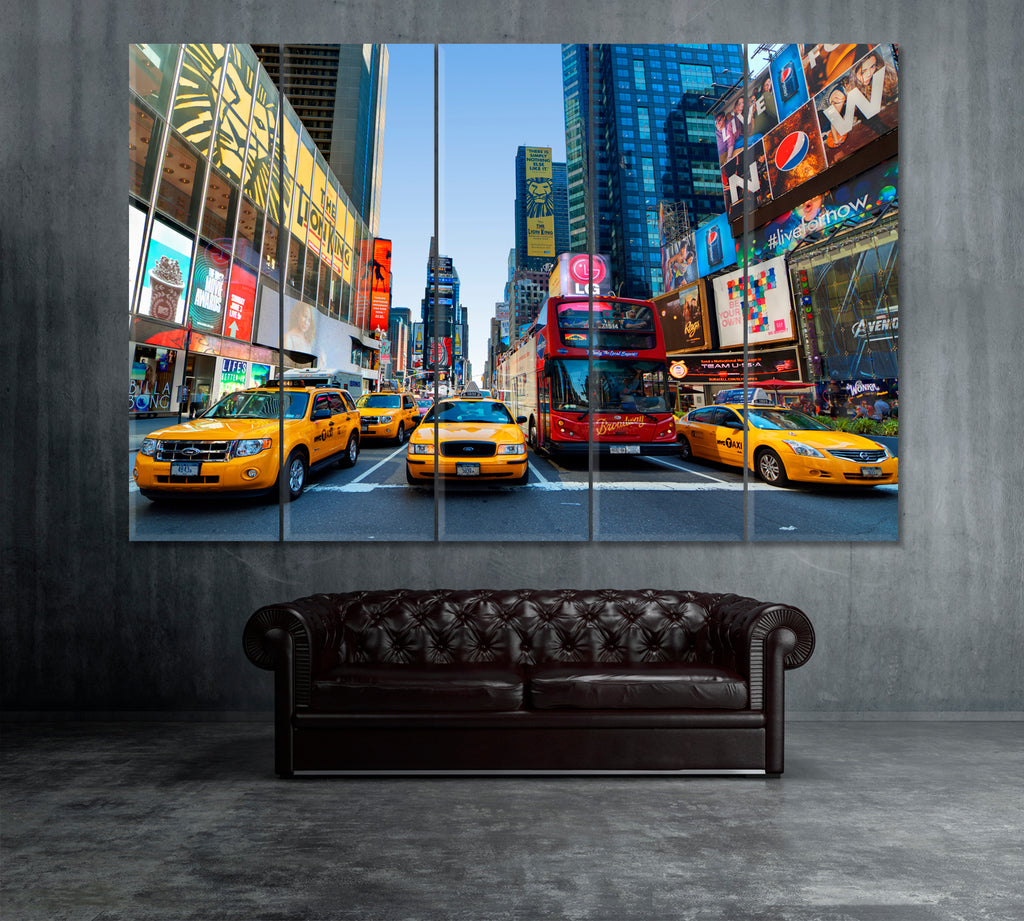 Times Square Traffic Canvas Print ArtLexy 5 Panels 36"x24" inches 