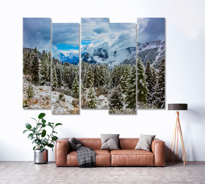 Evergreen Forests in Snowy Alps Canvas Print ArtLexy   
