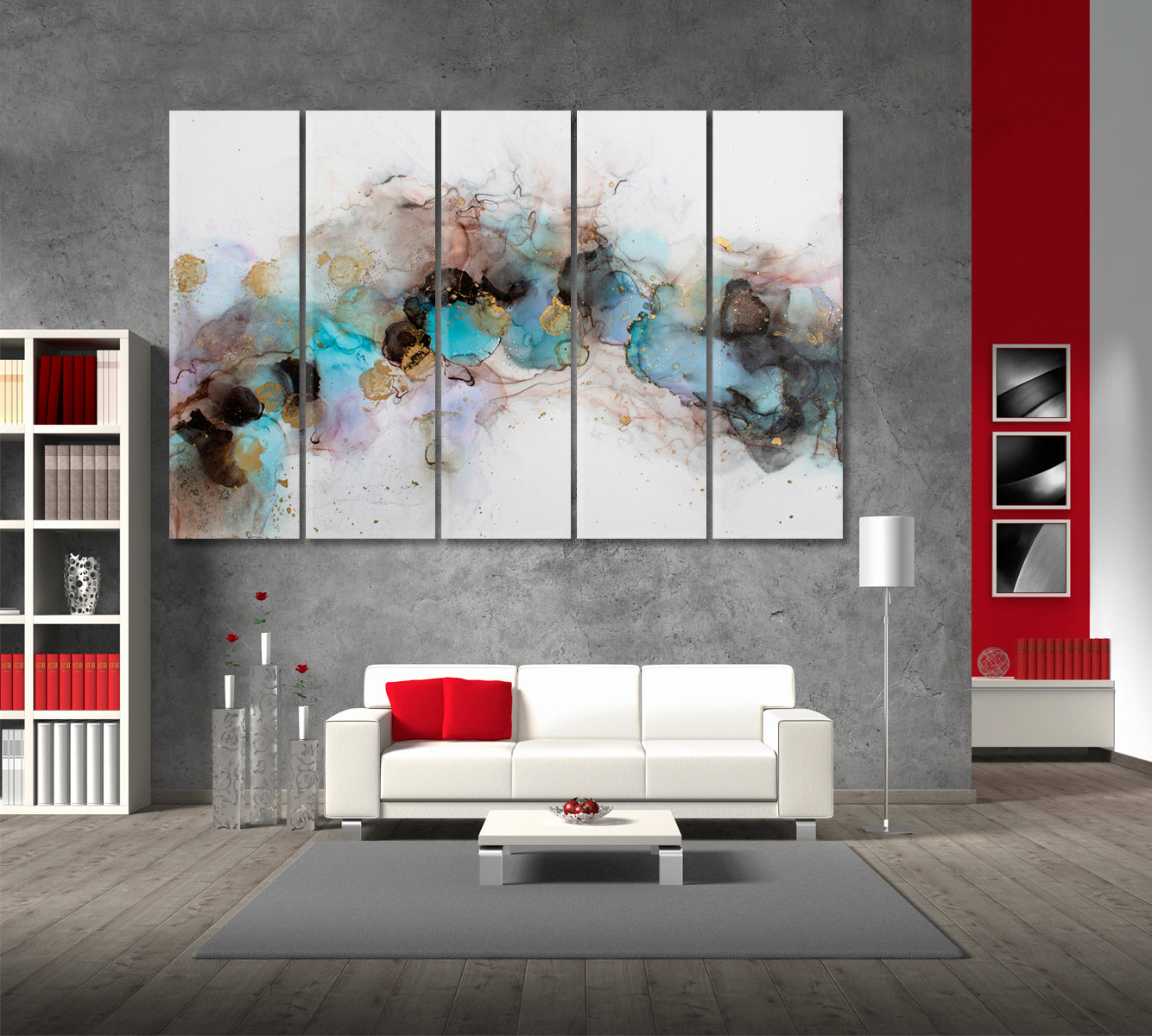 Abstract Painting Canvas Print ArtLexy 5 Panels 36"x24" inches 