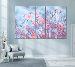Delicate Pink Flax Flowers Canvas Print ArtLexy 5 Panels 36"x24" inches 