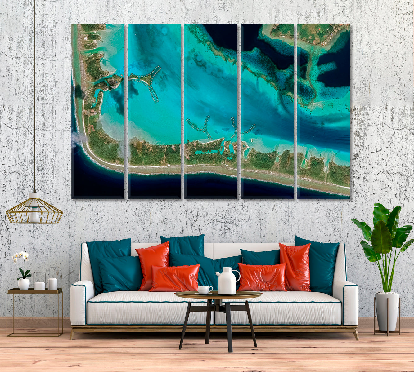 Bora Bora Island Canvas Print ArtLexy 5 Panels 36"x24" inches 