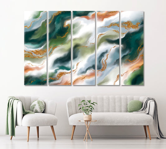 Beautiful Abstract Agate Canvas Print ArtLexy 5 Panels 36"x24" inches 