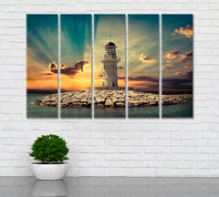 Beautiful Lighthouse Port Alanya Turkey Canvas Print ArtLexy 5 Panels 36"x24" inches 