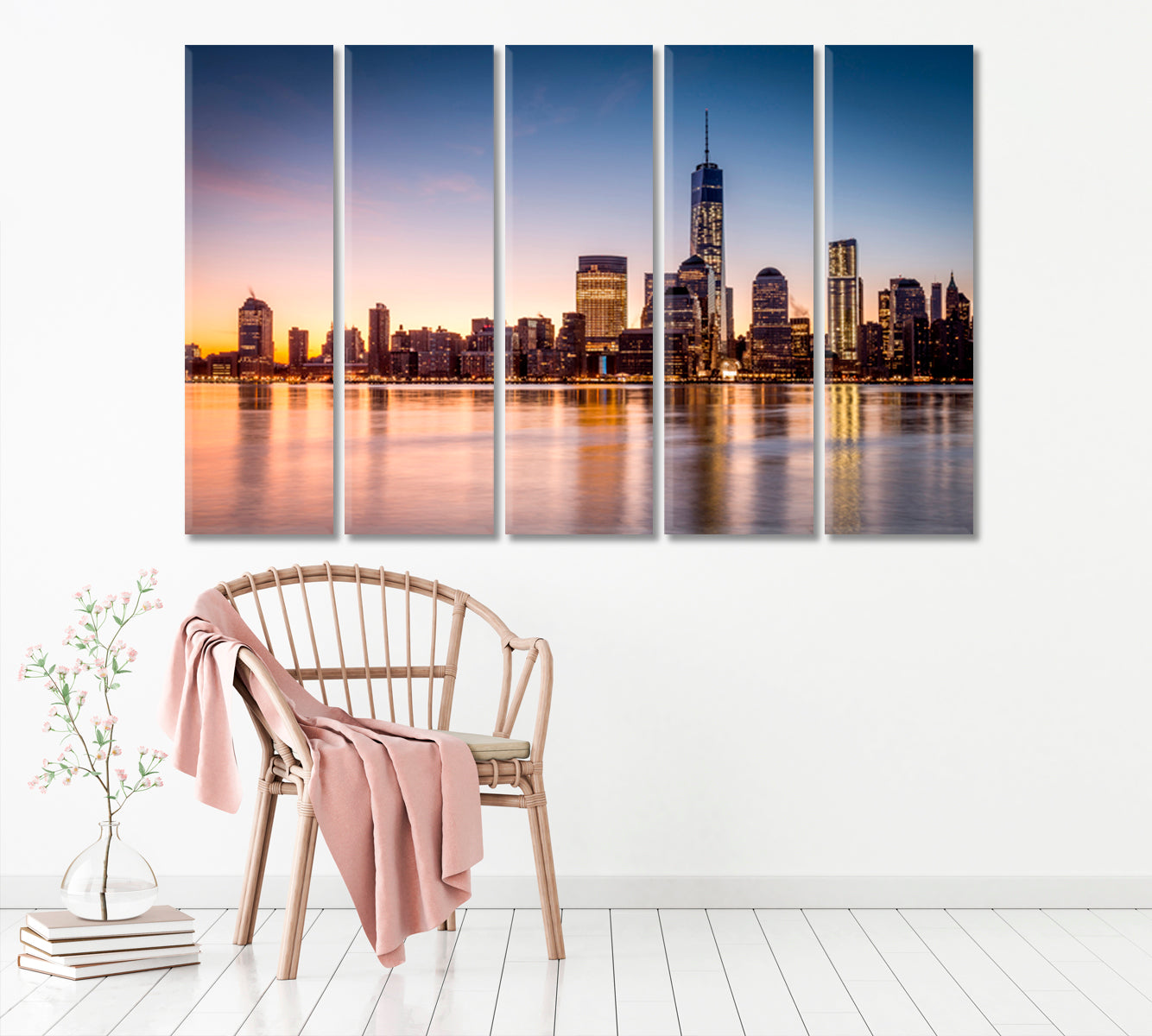 Lower Manhattan Skyline Canvas Print ArtLexy 5 Panels 36"x24" inches 