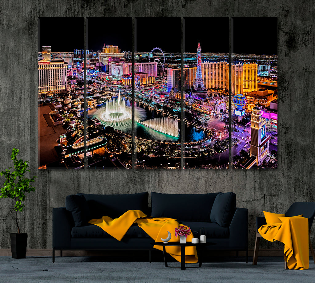 Las Vegas Nevada Canvas Print ArtLexy 5 Panels 36"x24" inches 