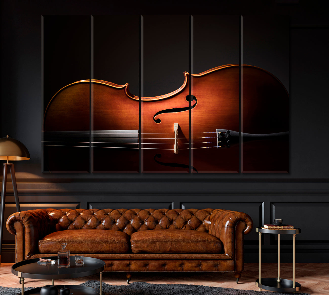 Silhouette of Cello Canvas Print ArtLexy 5 Panels 36"x24" inches 