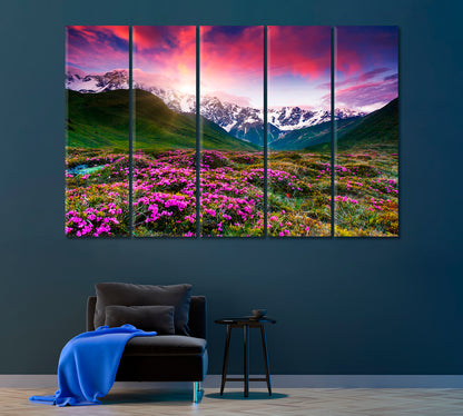 Colorful Sunset Over Georgia Mountains Canvas Print ArtLexy 5 Panels 36"x24" inches 