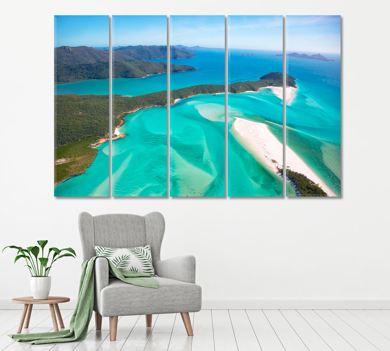 Whitehaven Beach Whitsundays Australia Canvas Print ArtLexy 5 Panels 36"x24" inches 
