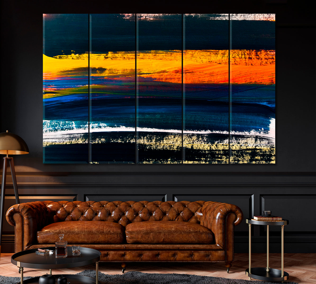 Abstract Sunset Canvas Print ArtLexy 5 Panels 36"x24" inches 