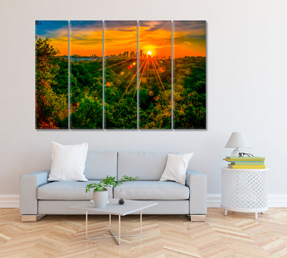 Austin Texas Cityscape with Beautiful Nature Canvas Print ArtLexy 5 Panels 36"x24" inches 