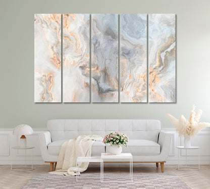 Marble with Grey and Gold Veins Canvas Print ArtLexy 5 Panels 36"x24" inches 